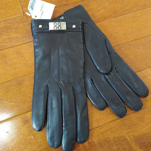 NWT Coach Leather Cashmere Lined Logo Womans Glove